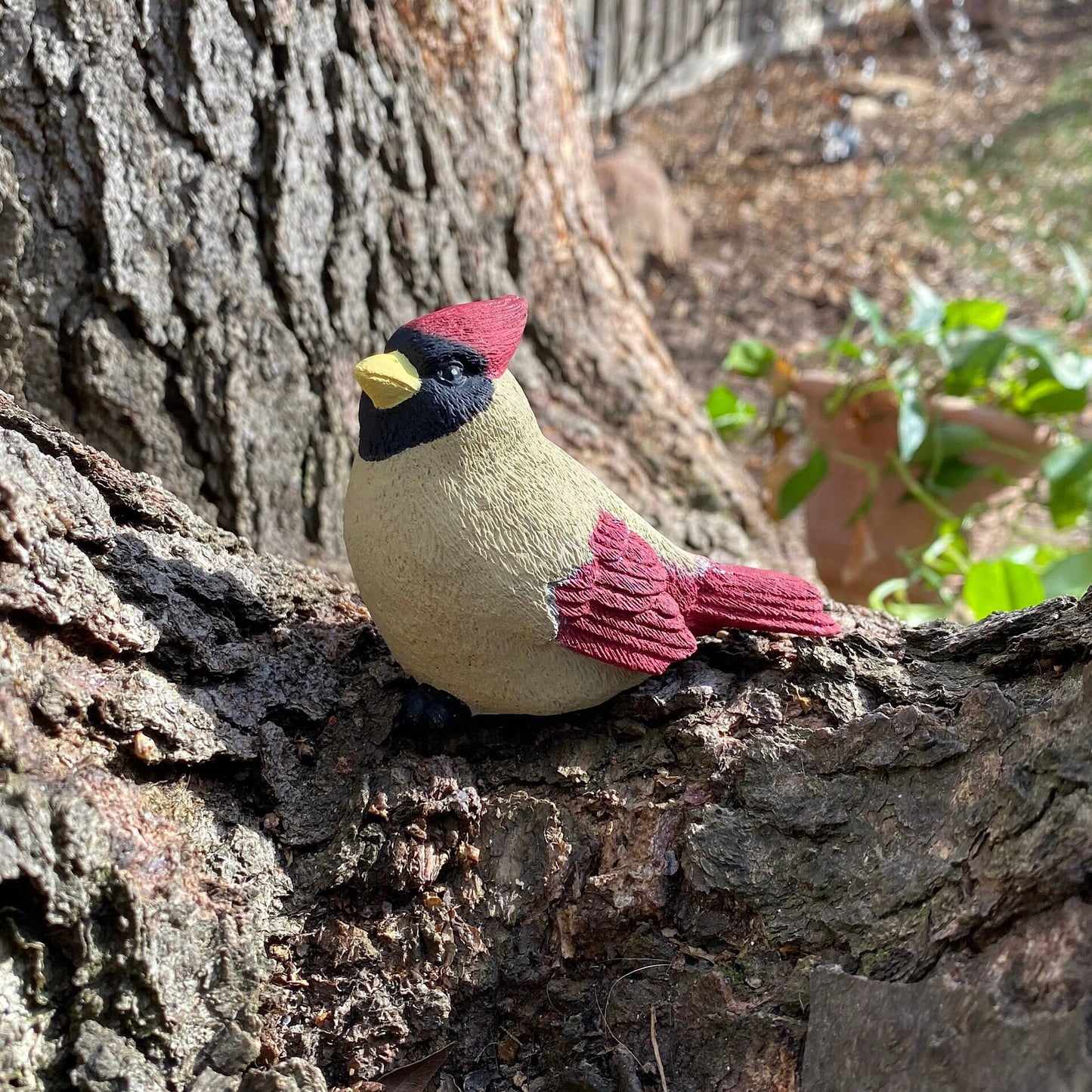Handcrafted Pair of Cardinal Cement Figurines