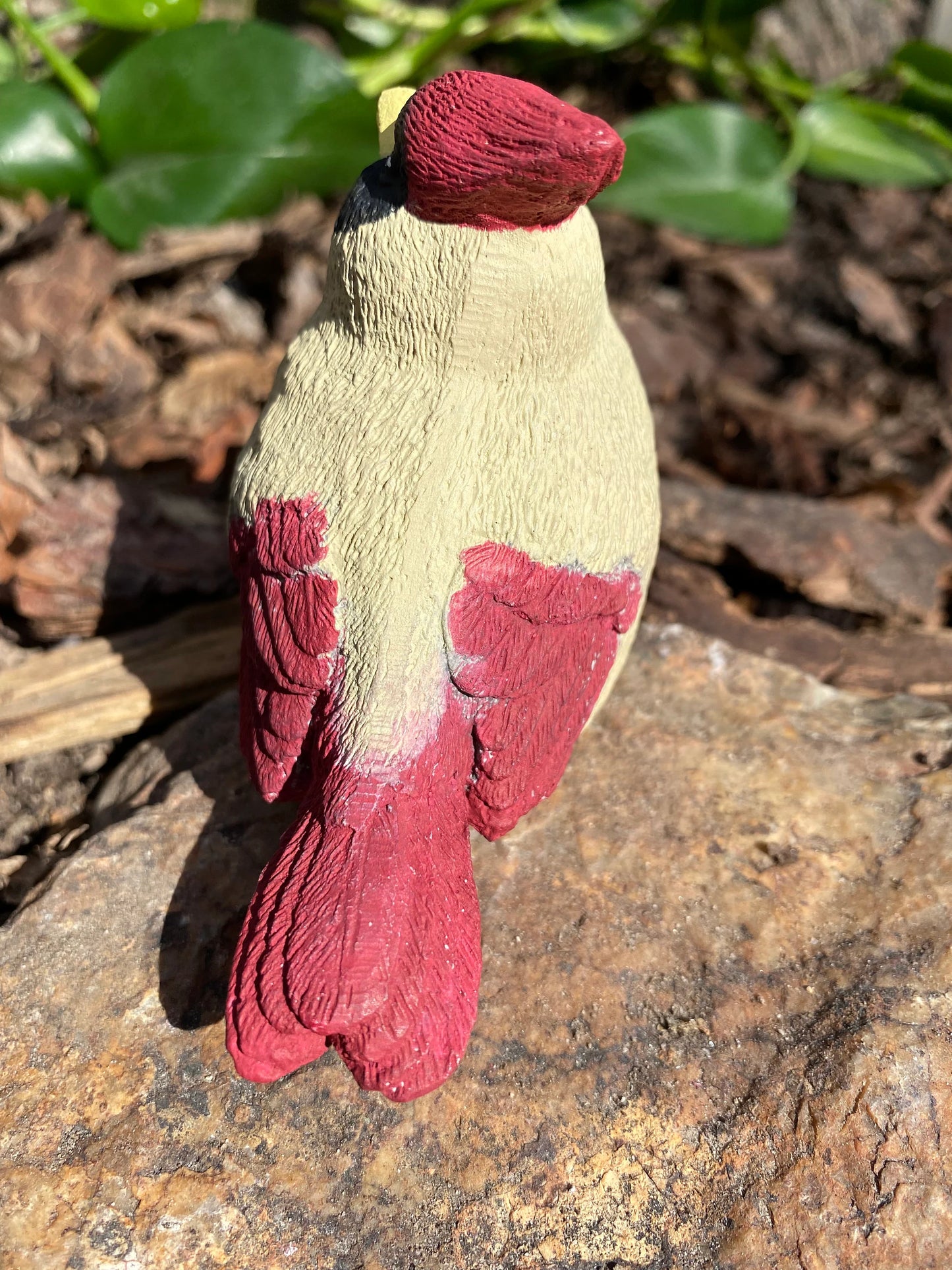 Handmade Pair of Cardinal Cement Figurines