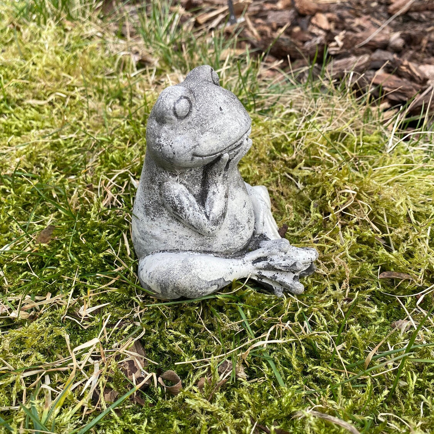 Handmade Sitting Frog Cement Statue