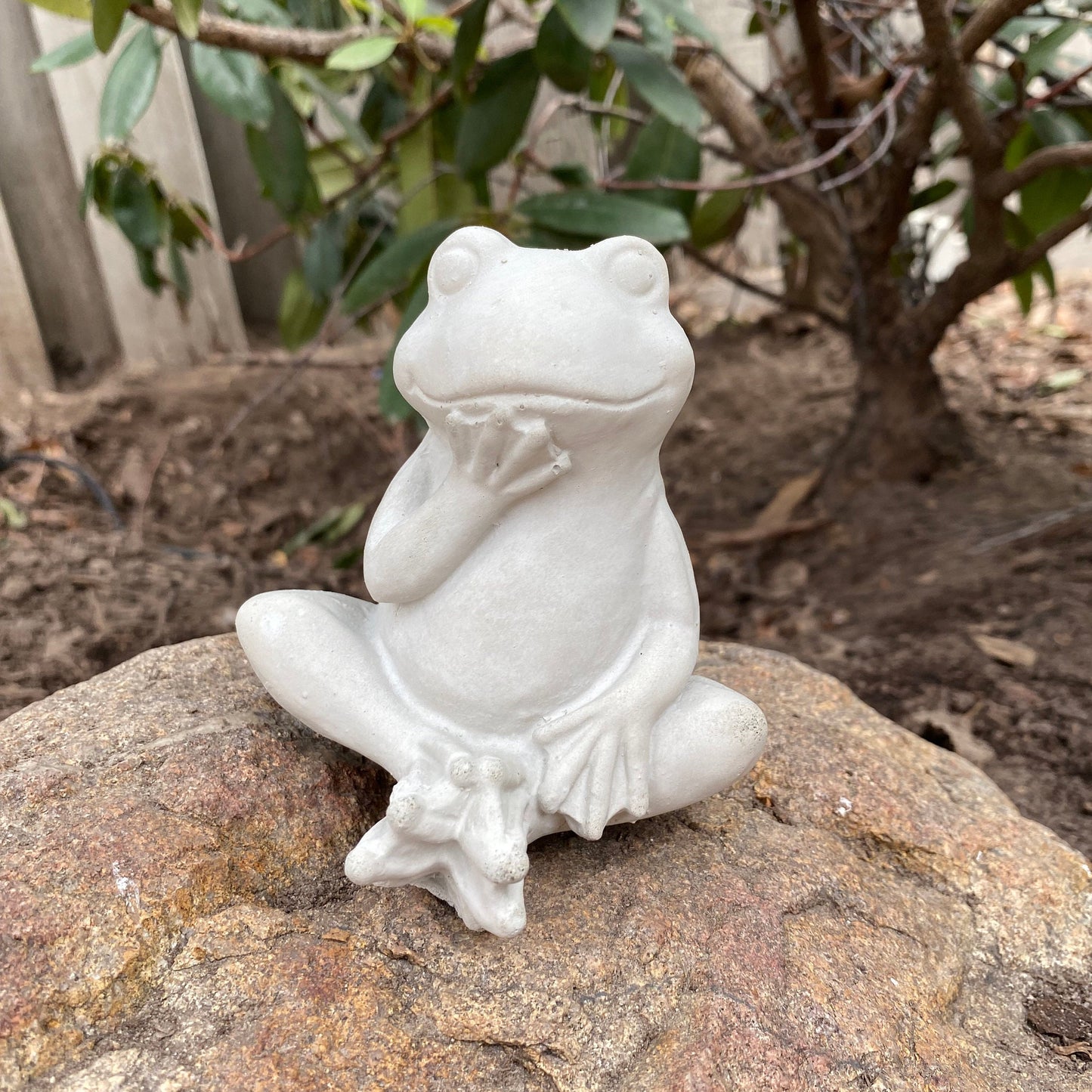 Handmade Sitting Frog Cement Statue