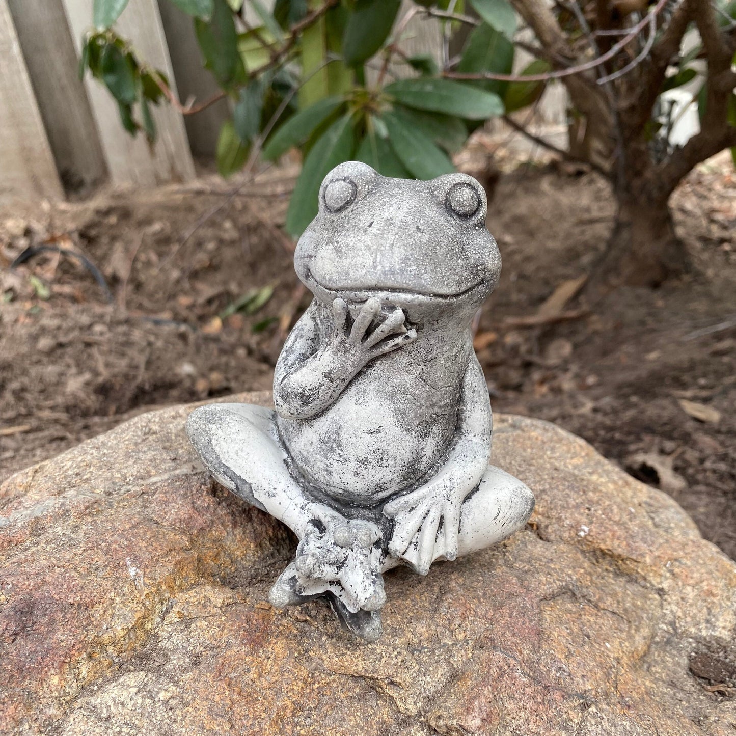 Handmade Sitting Frog Cement Statue