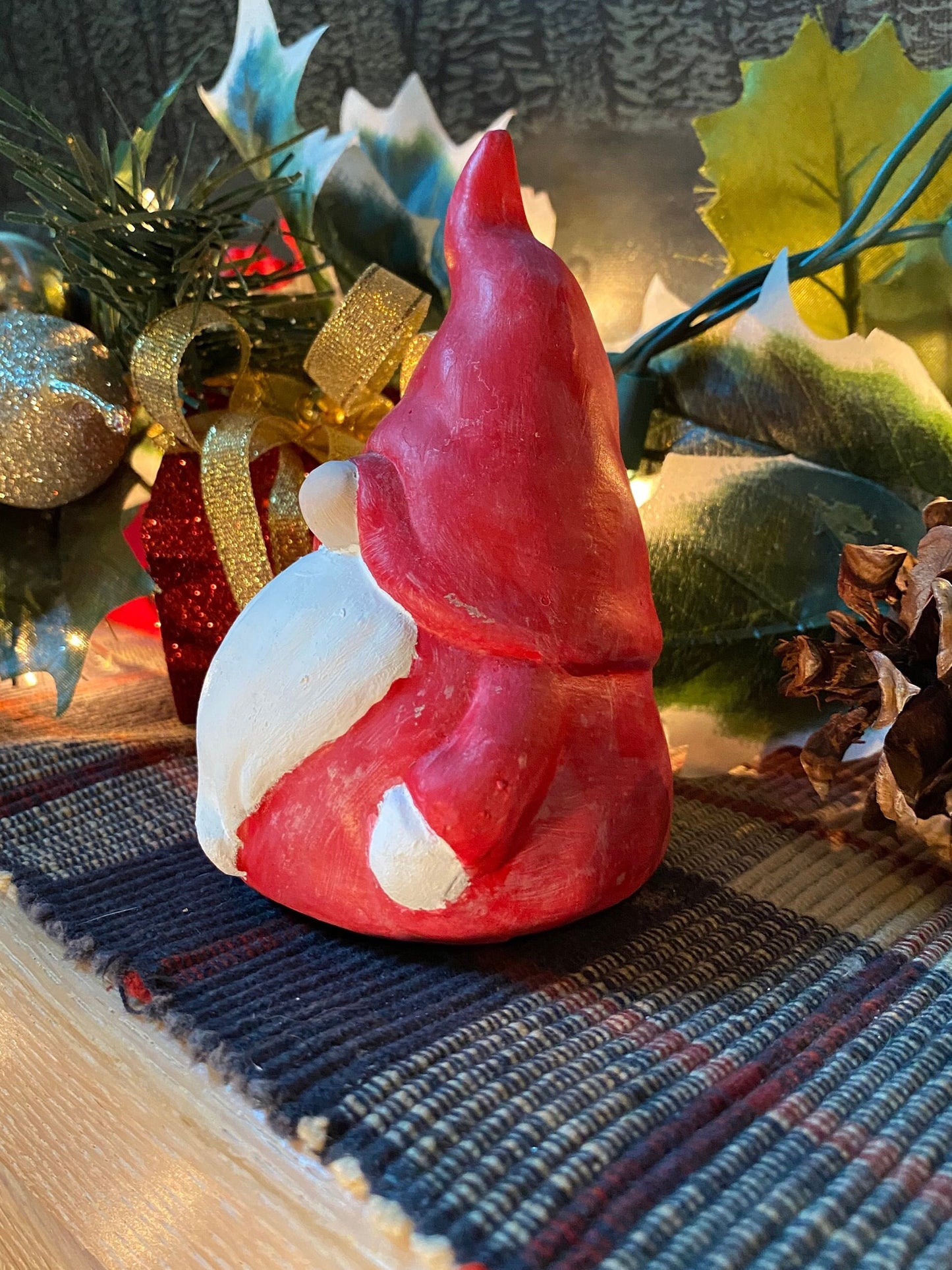 Handmade Cement Christmas Gnome Statue