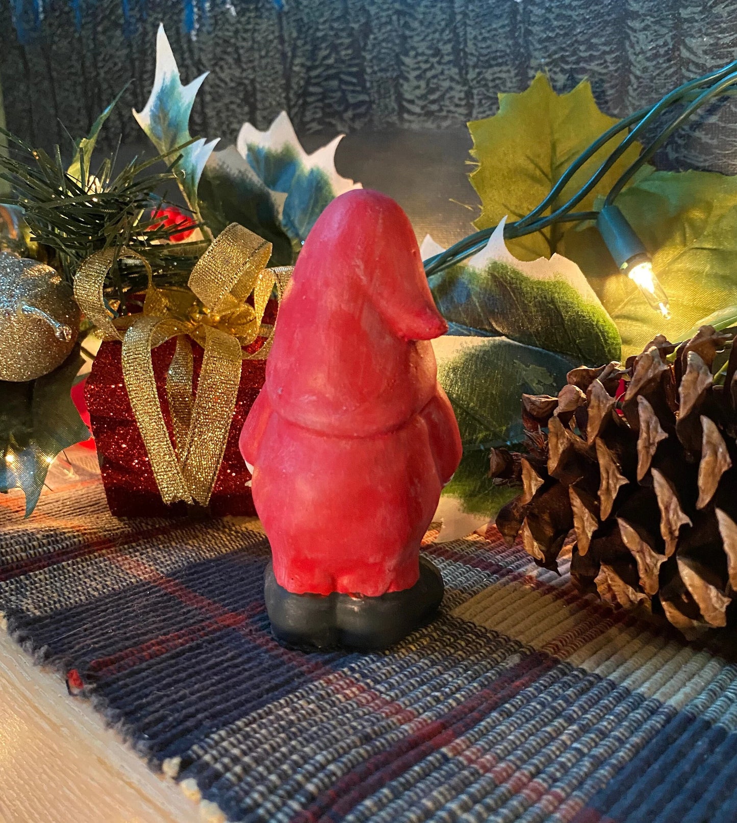 Handmade Christmas Gnome Cement Statue