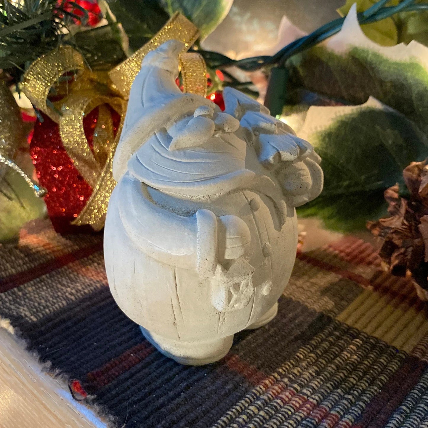 Handmade Santa Gnome Cement Statue