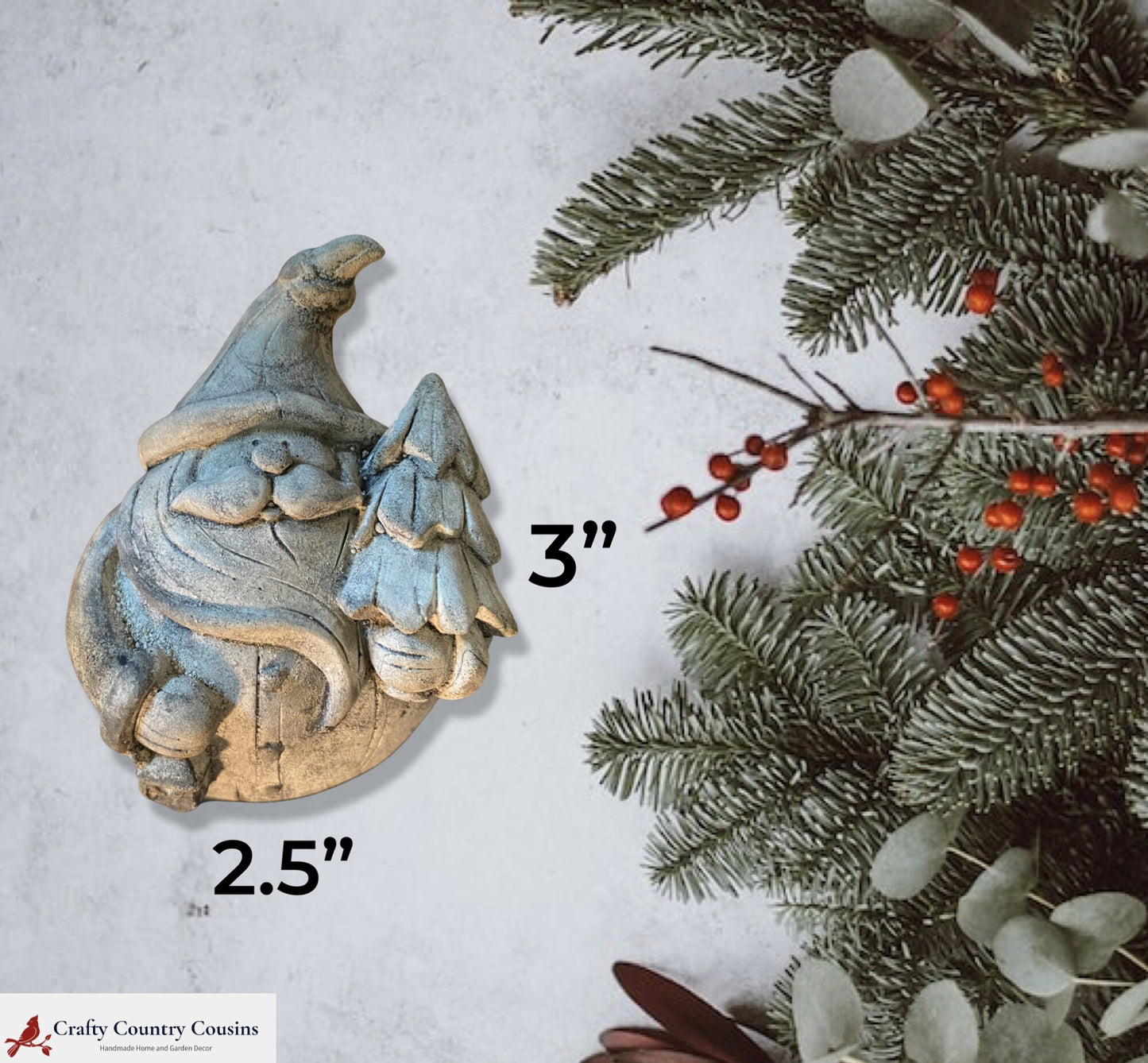 Handmade Pair of Santa Cement Statues