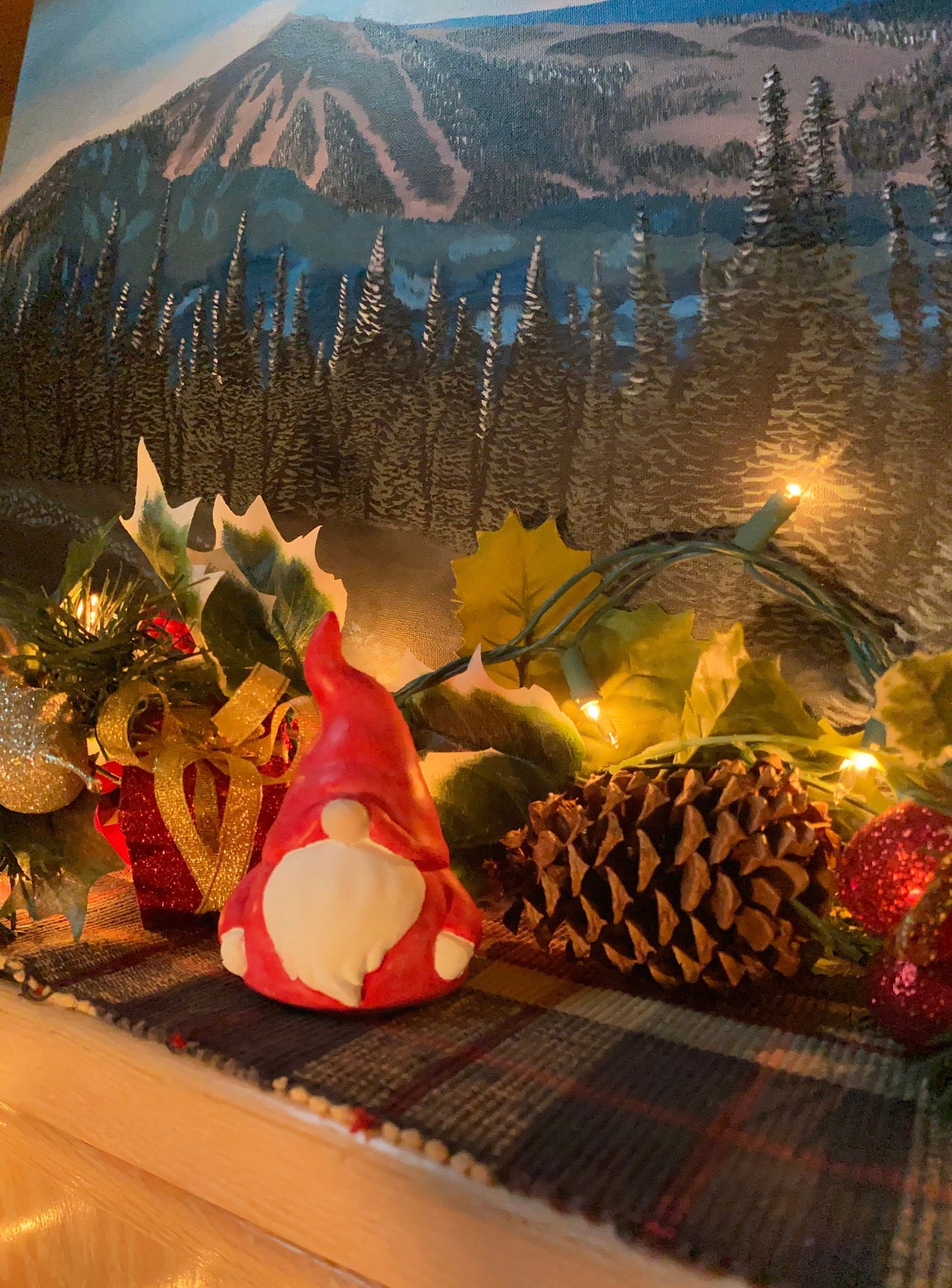 Handmade Cement Christmas Gnome Statue