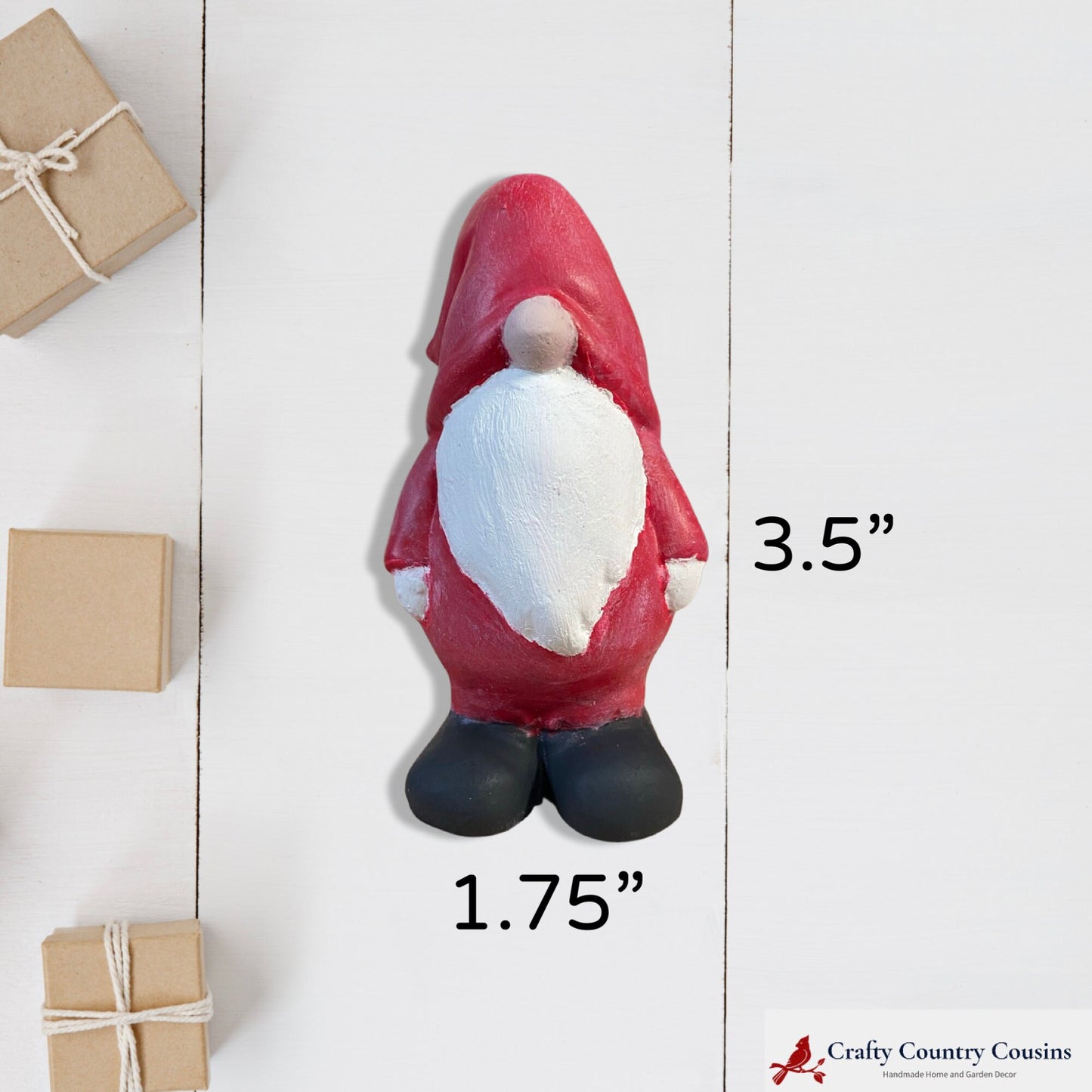 Handmade Pair of Cement Christmas Gnome Statues