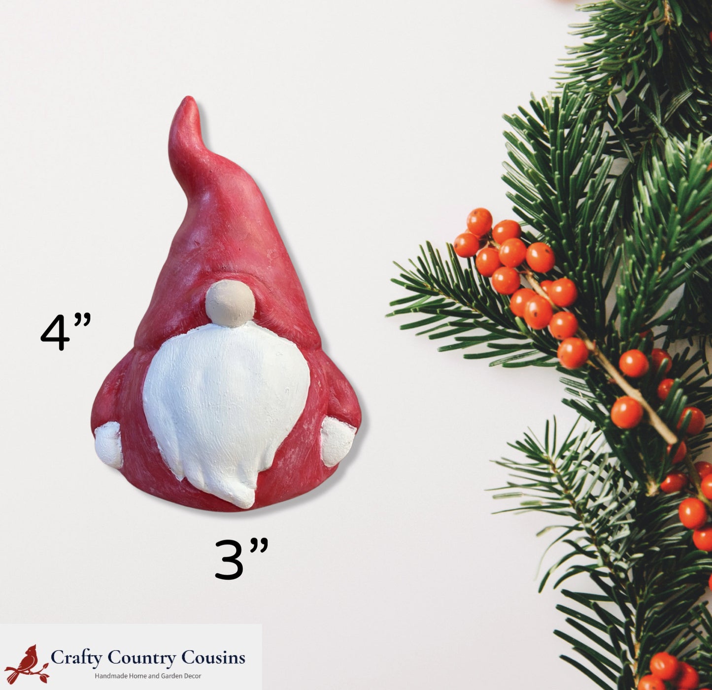 Handmade Pair of Cement Christmas Gnome Statues