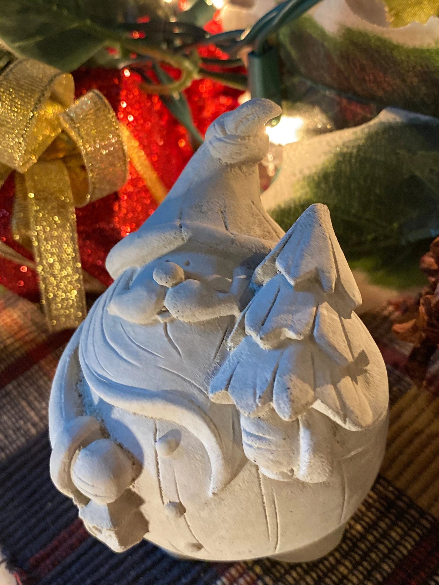 Handmade Santa Gnome Cement Statue