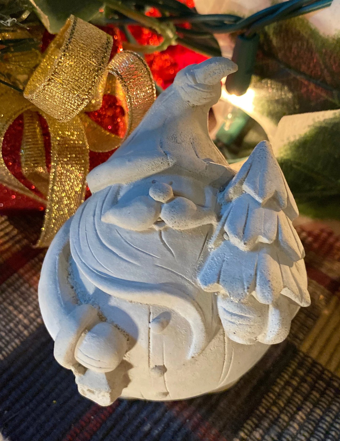Handmade Santa Gnome Cement Statue