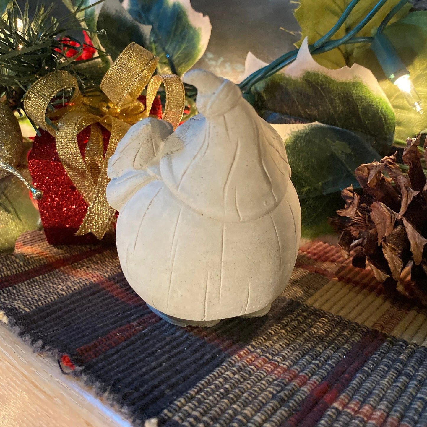 Handmade Santa Gnome Cement Statue