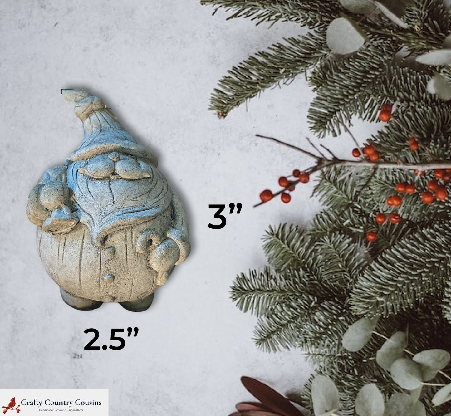 Handmade Pair of Santa Cement Statues