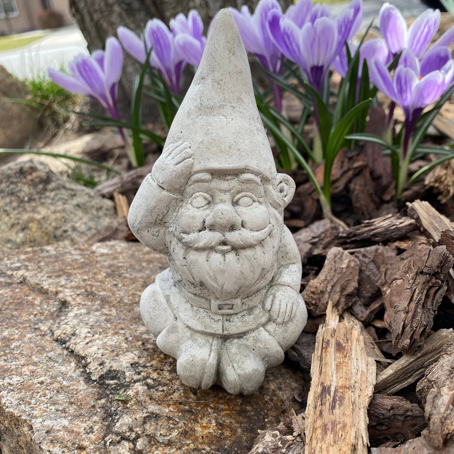 Handmade Garden Gnome Cement Sculpture