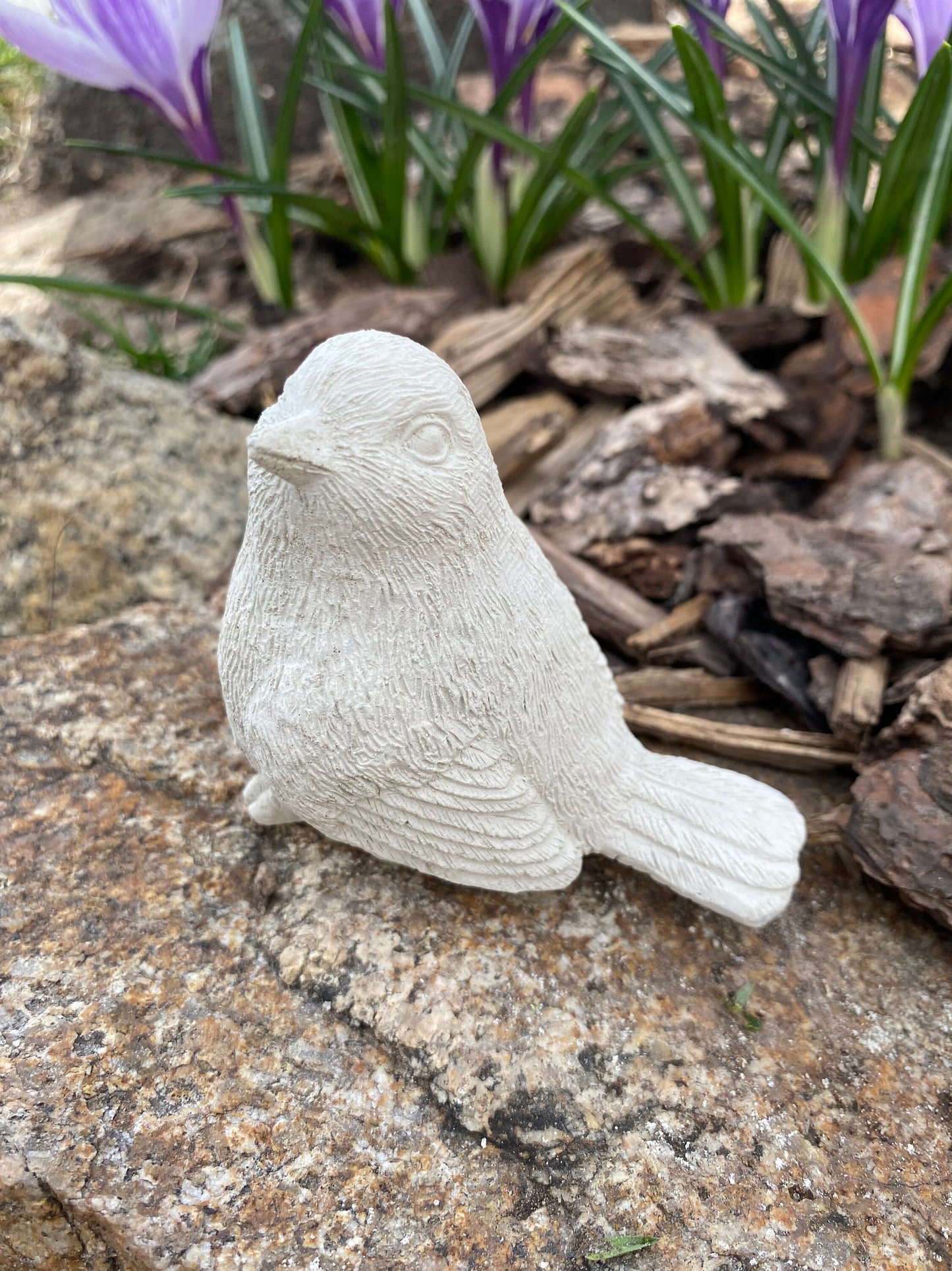 Charming Handmade Songbird Cement Statue