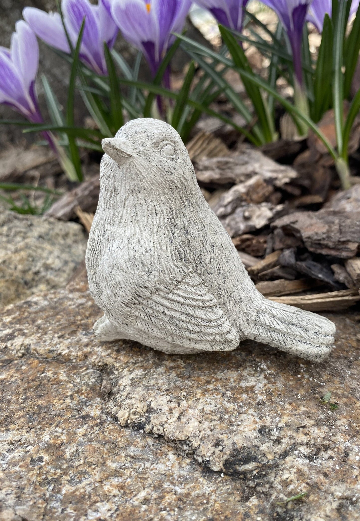 Charming Handmade Songbird Cement Statue