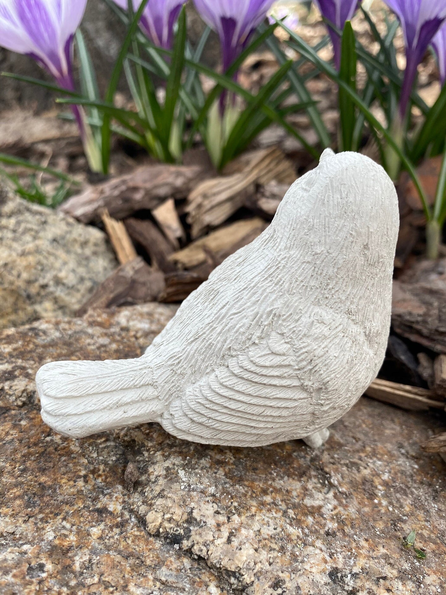Charming Handmade Songbird Cement Statue