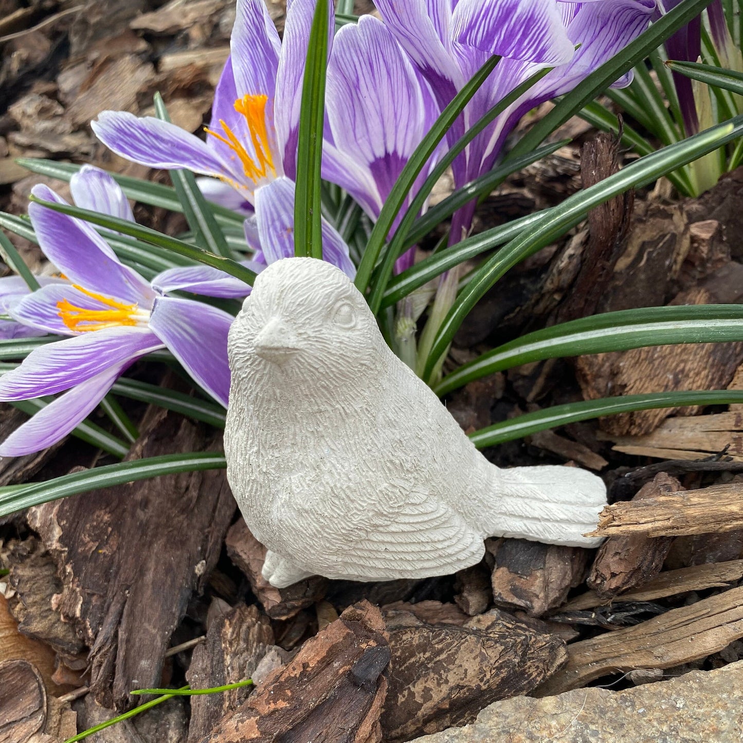 Charming Handmade Songbird Cement Statue
