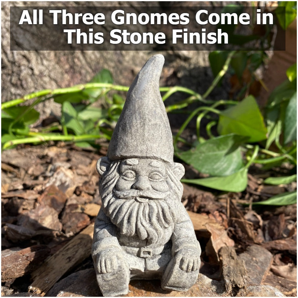 Handmade "The Three Gnomes" Matching Set Cement Statues