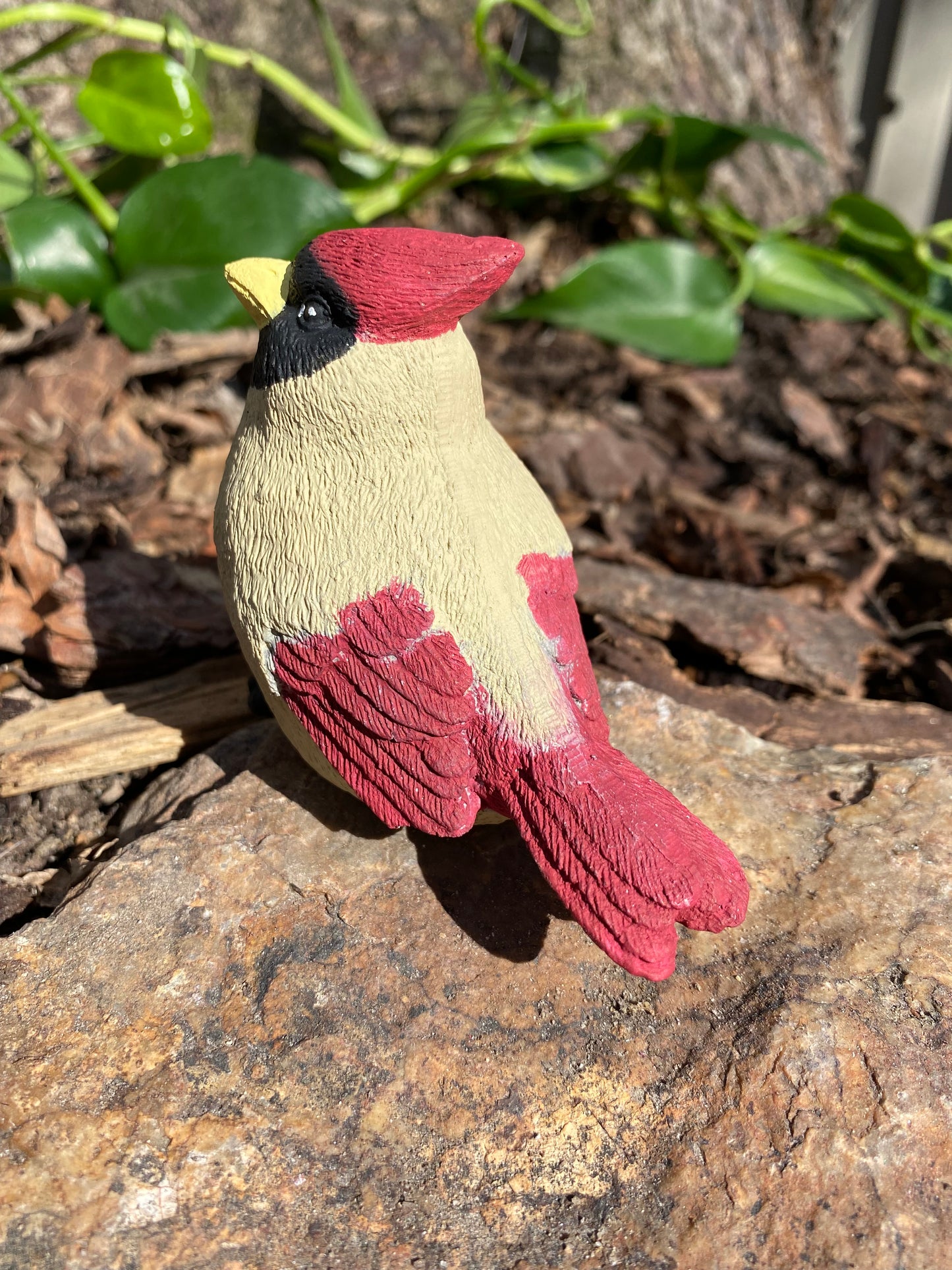 Handcrafted Female Cardinal Cement Figurine