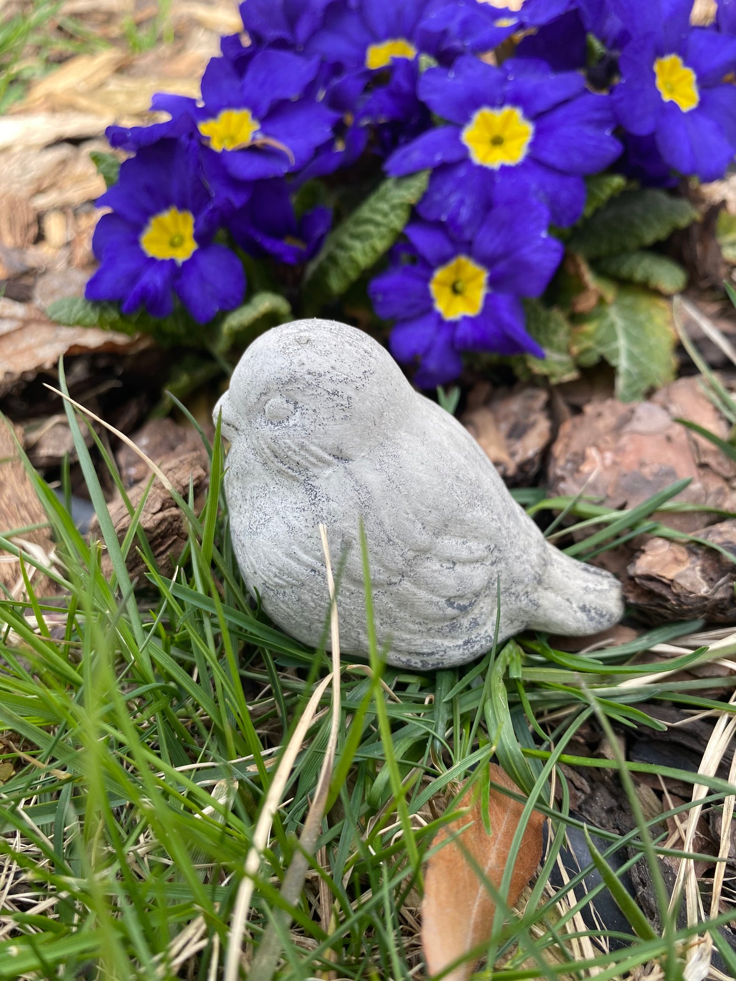 Handmade Songbird Cement Figurine