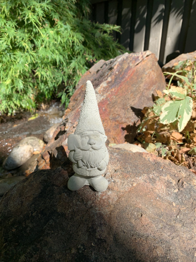 Handmade Garden Gnome with Shovel Cement Statue