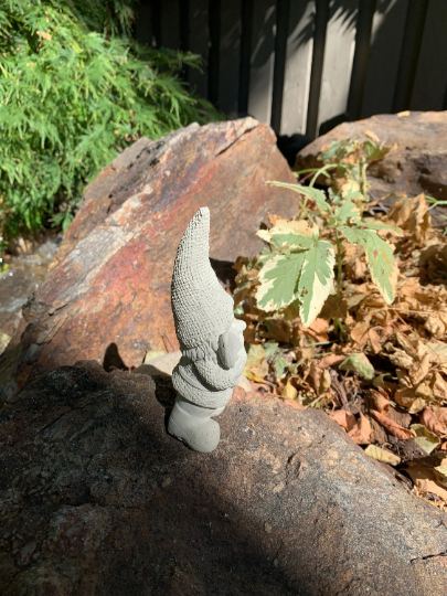 Handmade Garden Gnome with Shovel Cement Statue