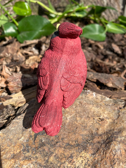 Handmade Cardinal Cement Figurine – Hand-Painted Garden Decor