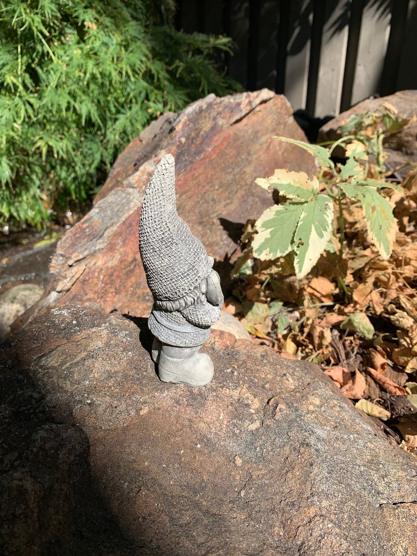 Handmade Garden Gnome with Shovel Cement Statue