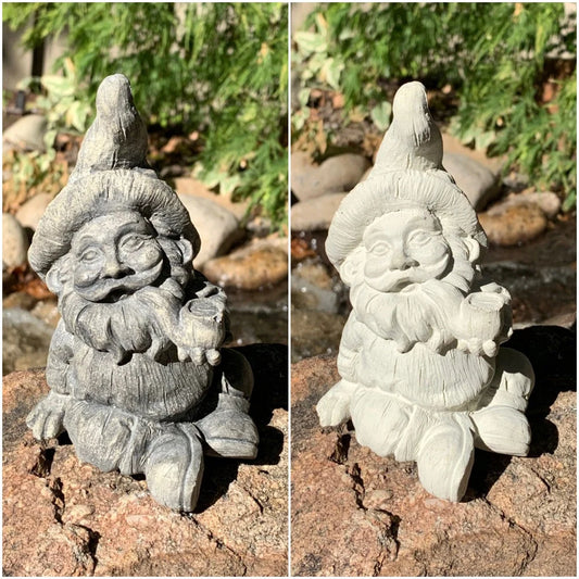 Handmade Sitting Garden Gnome Cement Statue