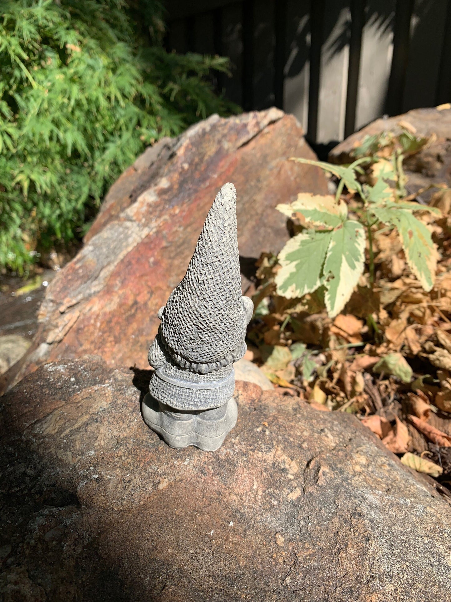Handmade Garden Gnome with Shovel Cement Statue