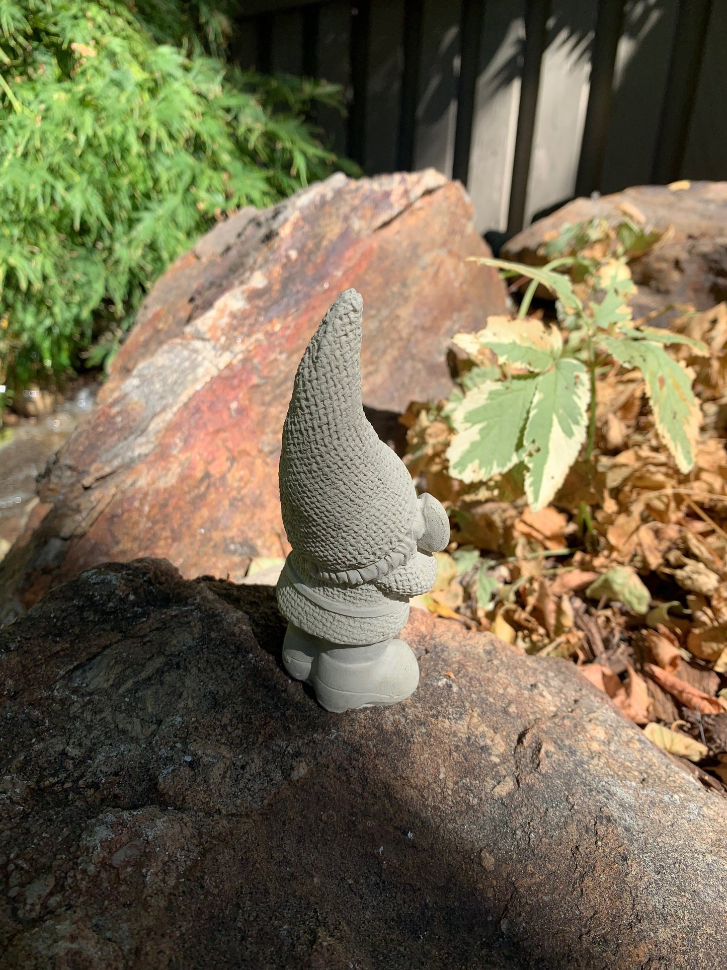 Handmade Garden Gnome with Shovel Cement Statue