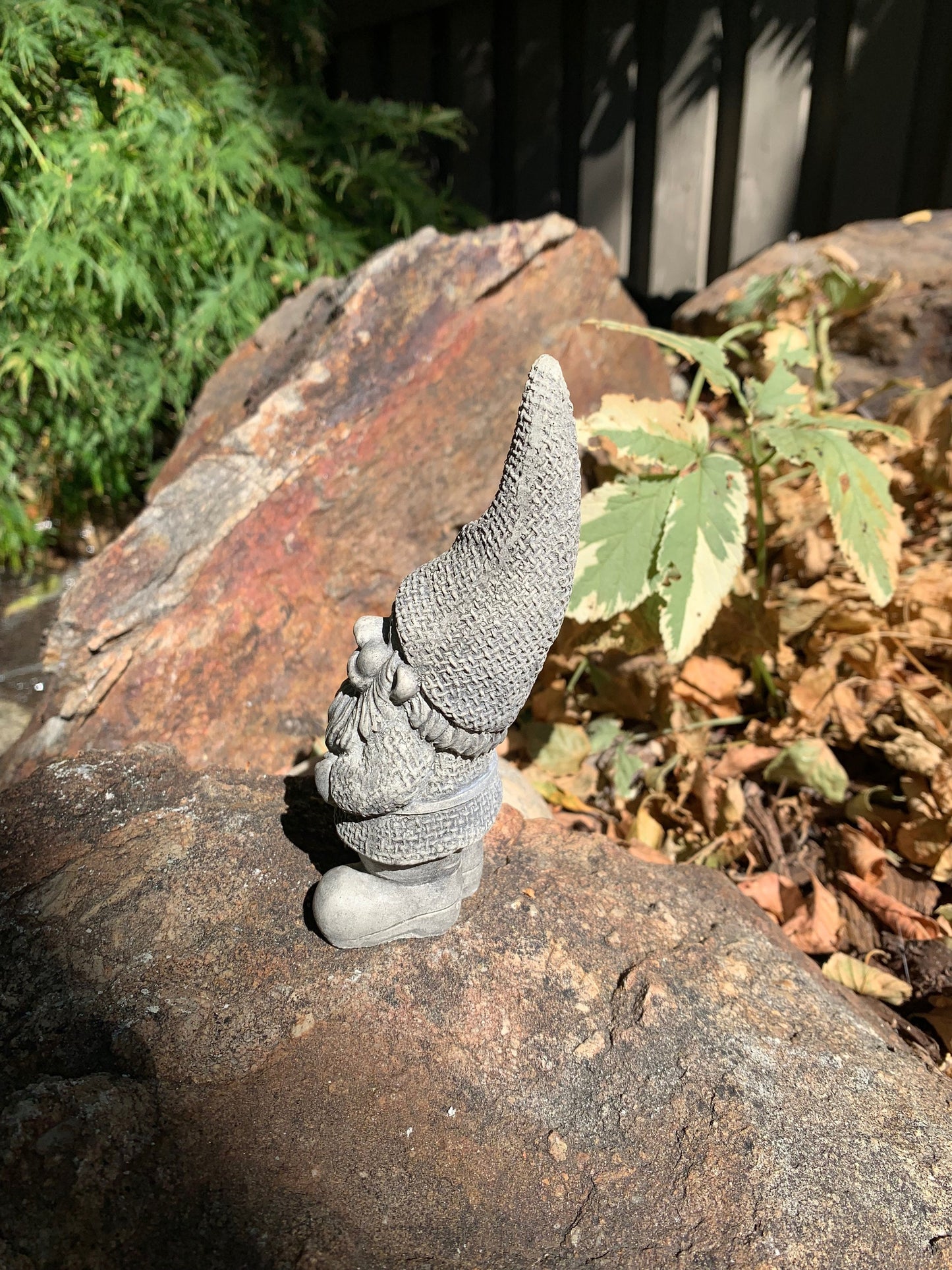 Handmade Garden Gnome with Shovel Cement Statue
