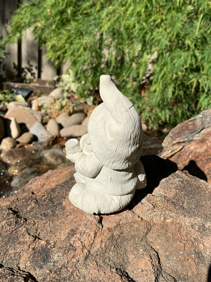 Handmade Sitting Garden Gnome Cement Statue