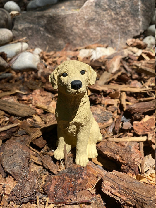 Handmade Yellow Labrador Retriever Cement Figure
