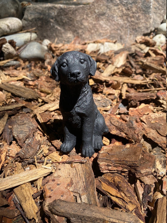 Handmade Black Labrador Retriever Cement Figure