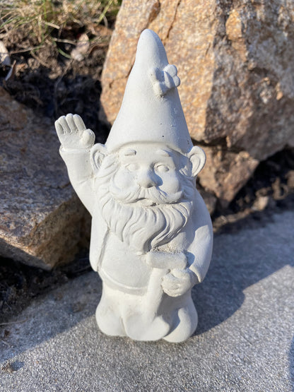 Handmade Garden Gnome With Shovel Cement Statue