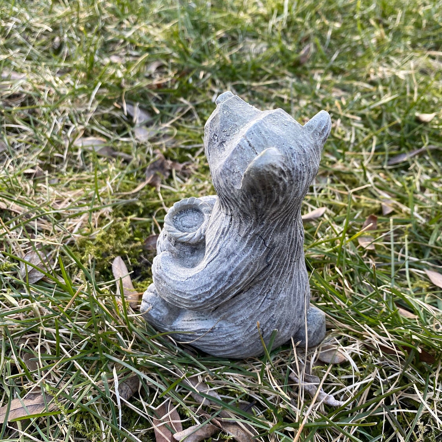 Handmade Bear with Honeypot Cement Statue