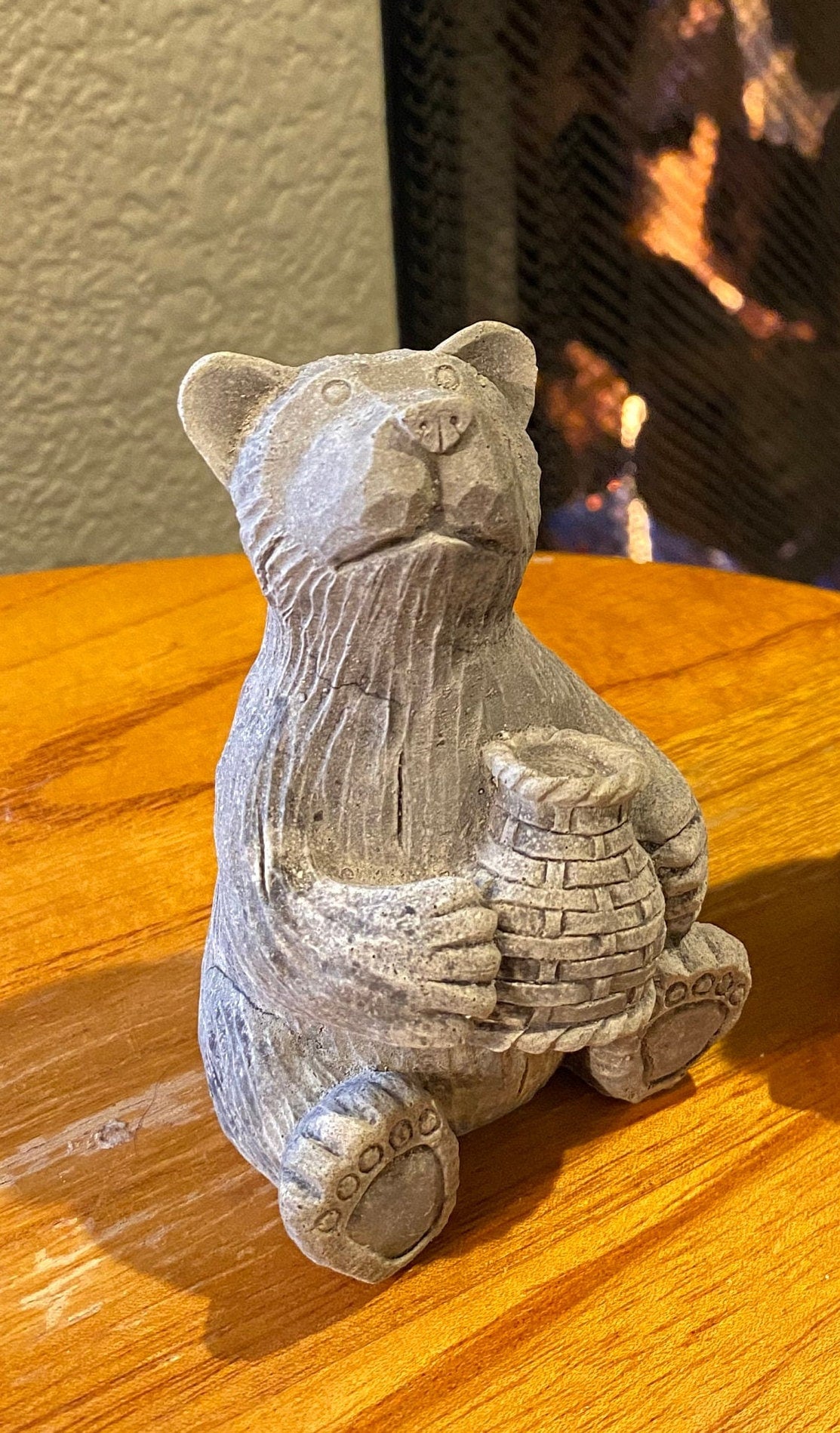 Handmade Bear with Honeypot Cement Statue