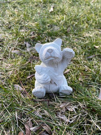 Handmade Matching Pair of Bear Cement Statues