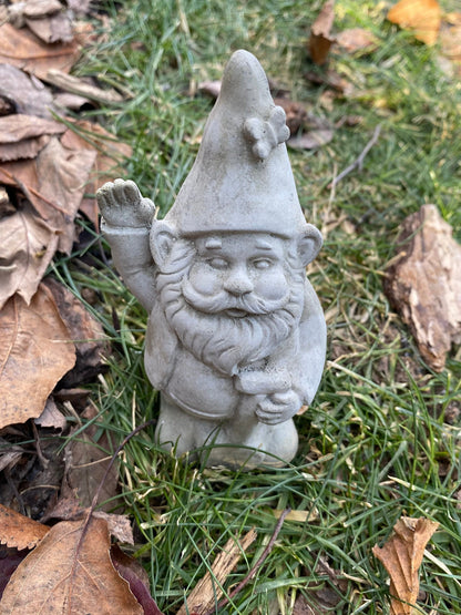 Handmade Garden Gnome With Shovel Cement Statue