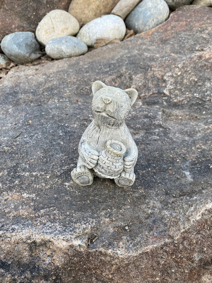 Handmade Bear with Honeypot Cement Statue