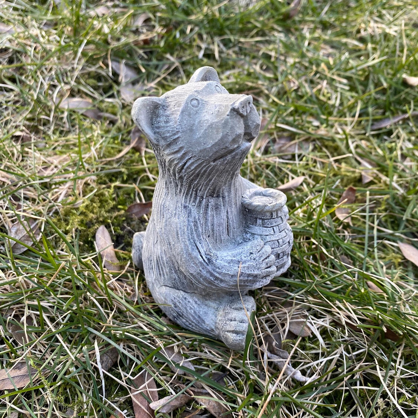 Handmade Bear with Honeypot Cement Statue