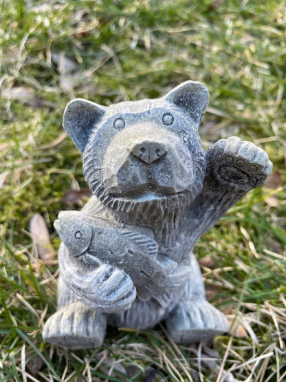 Handmade Matching Pair of Bear Cement Statues