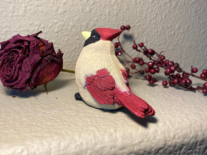 Handcrafted Female Cardinal Cement Figurine