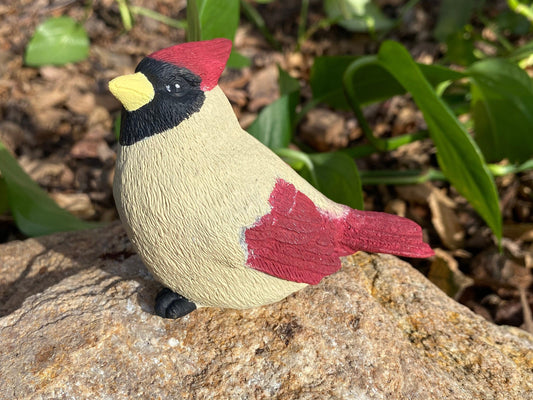Handcrafted Female Cardinal Cement Figurine