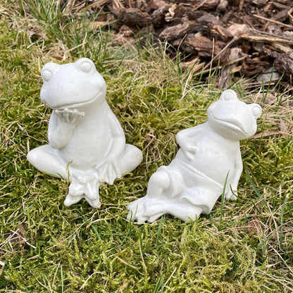 Handmade Pair of Frogs Cement Statues