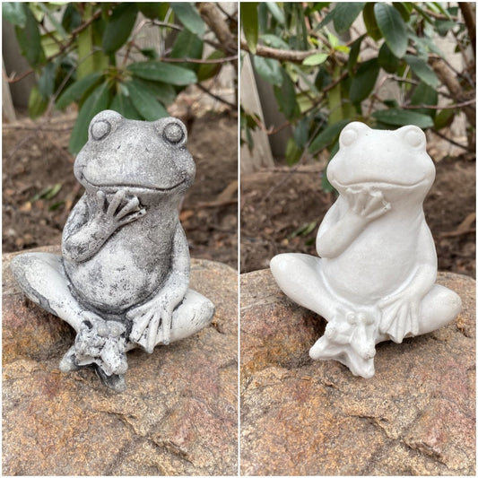 Handmade Sitting Frog Cement Statue