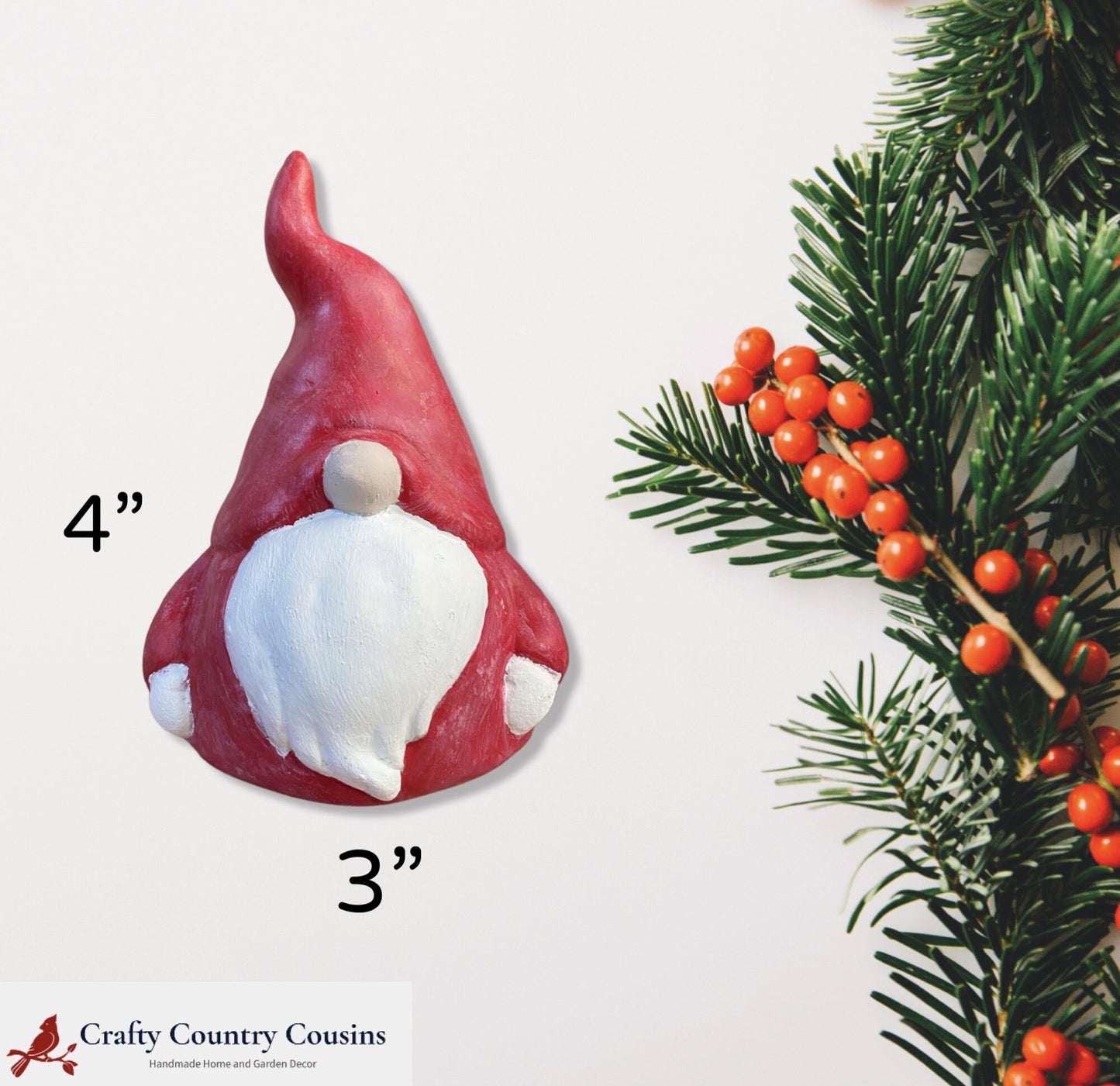 Handmade Cement Christmas Gnome Statue