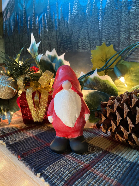 Handmade Christmas Gnome Cement Statue