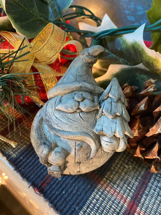 Handmade Santa Gnome Cement Statue